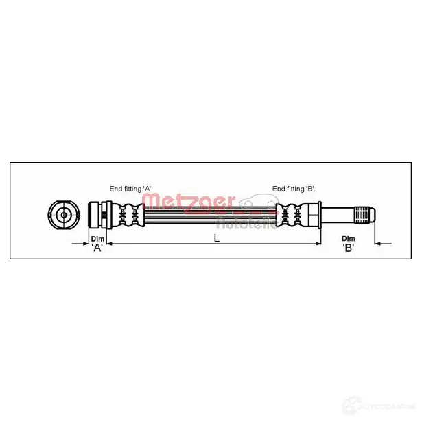 Тормозной шланг METZGER 4250032566043 K 91JZ 4114678 1005441