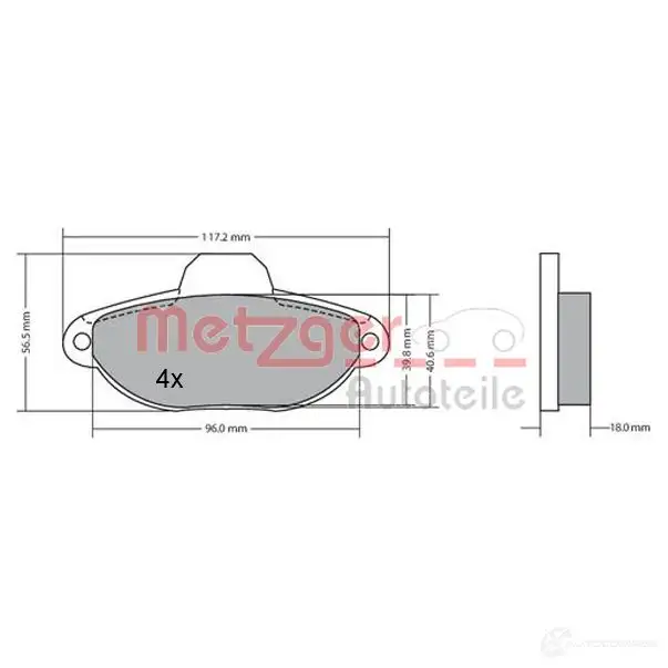 Тормозные колодки дисковые, комплект METZGER 1170044 21 365 995315 21436 изображение 0