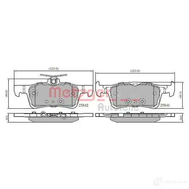Тормозные колодки дисковые, комплект METZGER 1170896 9AN 1T 1437583325