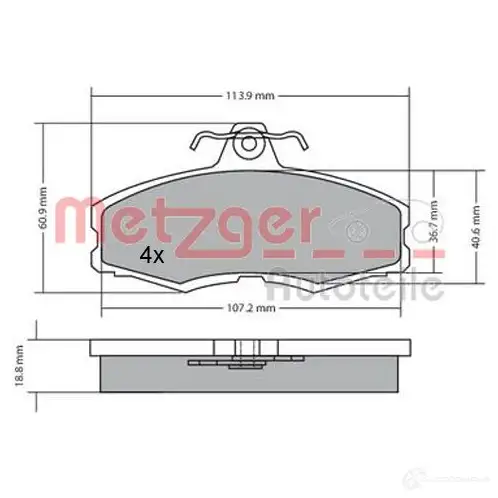 Тормозные колодки дисковые, комплект METZGER 21662 2086 1 1170286 995557 изображение 0