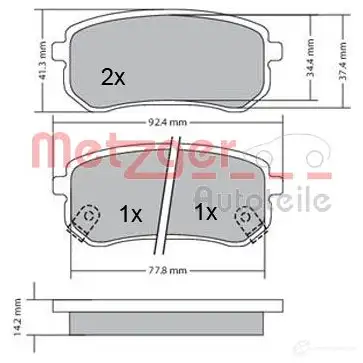 Тормозные колодки дисковые, комплект METZGER 995440 2 4276 1170169 W2HVSR6 - Изображение 1
