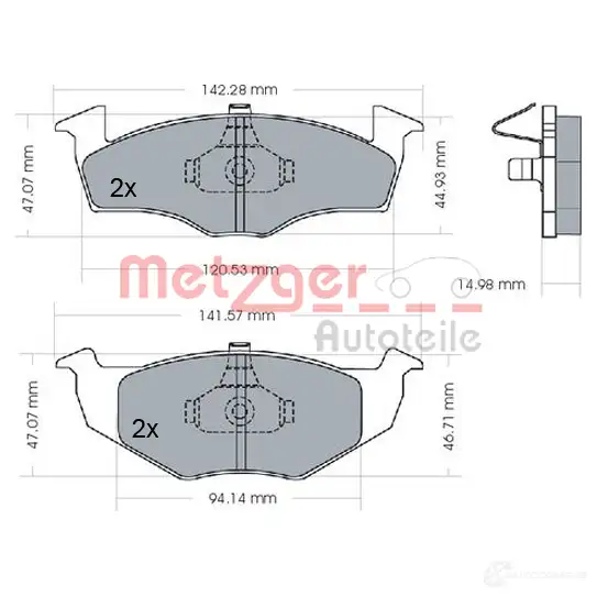 Тормозные колодки дисковые, комплект METZGER 995343 1170072 2186 6 9PZRZZ изображение 0