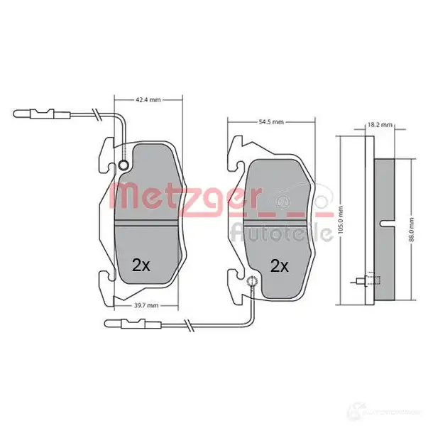 Тормозные колодки дисковые, комплект METZGER 20906 209 05 1170309 995580 изображение 0