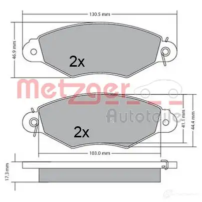 Тормозные колодки дисковые, комплект METZGER 995601 21979 21 978 1170330 - Изображение 1