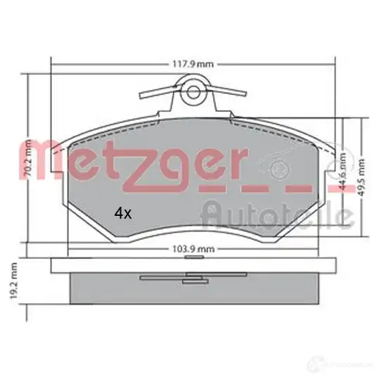 Тормозные колодки дисковые, комплект METZGER 995337 20778 2 0669 1170066 изображение 0