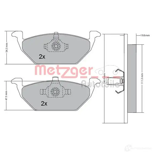 Тормозные колодки дисковые, комплект METZGER 23131 231 30 995298 1170027 изображение 0