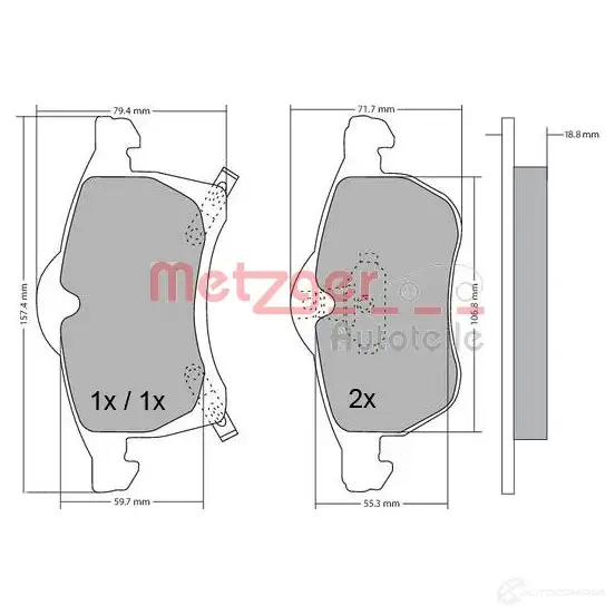 Тормозные колодки дисковые, комплект METZGER 995362 1170091 23058 2305 7 - Изображение 1
