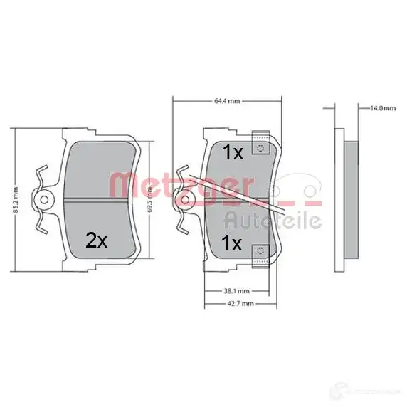 Тормозные колодки дисковые, комплект METZGER 216 82 21683 1170447 995718
