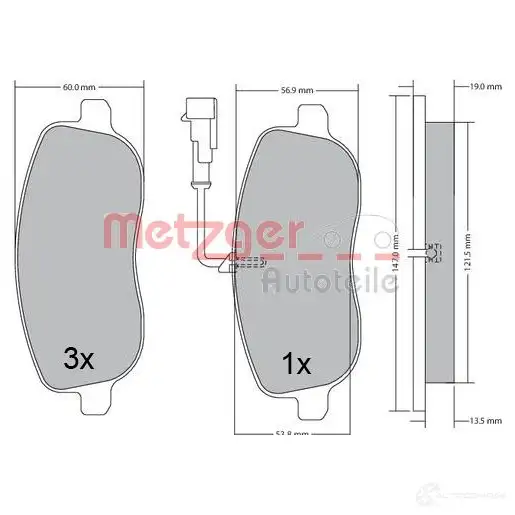 Тормозные колодки дисковые, комплект METZGER 1170683 2429 4 995949 HBRPK