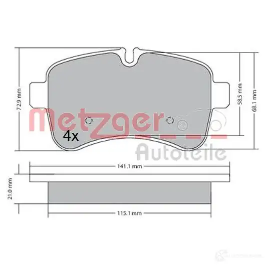 Тормозные колодки дисковые, комплект METZGER DSKR4R9 1170466 995737 2923 2 изображение 0