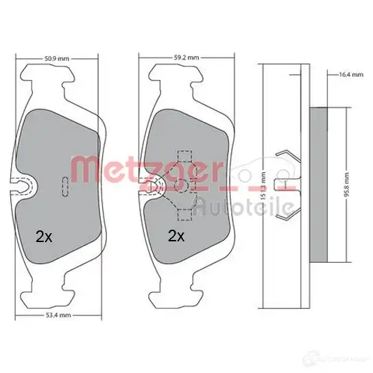 Тормозные колодки дисковые, комплект METZGER 1170043 21643 995314 212 92 изображение 0