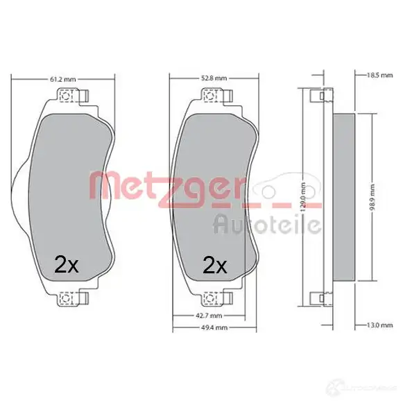 Тормозные колодки дисковые, комплект METZGER 1170673 25221 252 20 995942 - Изображение 1