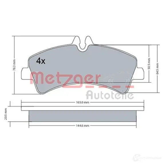 Тормозные колодки дисковые, комплект METZGER 1170543 29217 995814 1247. 80 - Изображение 1
