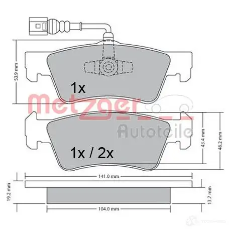 Тормозные колодки дисковые, комплект METZGER 24 367 24368 1170465 995736 изображение 0