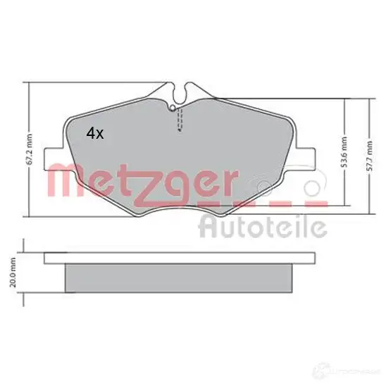 Тормозные колодки дисковые, комплект METZGER 1170087 23743 23 428 995358 - Изображение 1