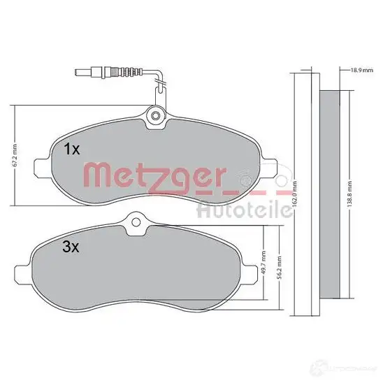 Тормозные колодки дисковые, комплект METZGER 1170228 24608 995499 2459 5 - Изображение 1