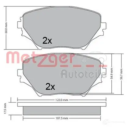 Тормозные колодки дисковые, комплект METZGER 2 3585 995689 1170418 23586 - Изображение 1