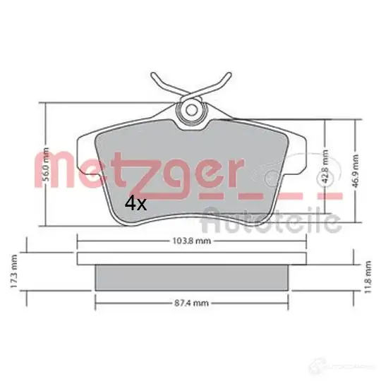 Тормозные колодки дисковые, комплект METZGER 1170335 2492 2 UJP7P8S 995606 - Изображение 1