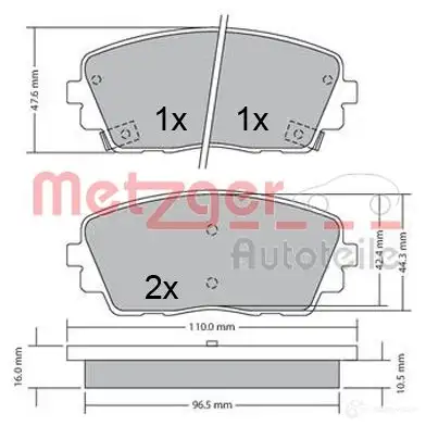 Тормозные колодки дисковые, комплект METZGER 25366 253 65 1170361 995632 изображение 0