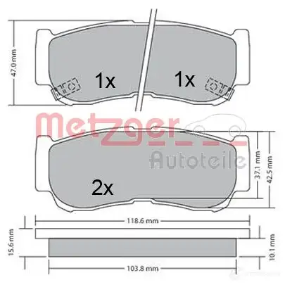 Тормозные колодки дисковые, комплект METZGER 1170325 24489 995596 2 4488