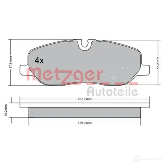 Тормозные колодки дисковые, комплект METZGER 995937 1170668 X94SUH 24 191 изображение 0