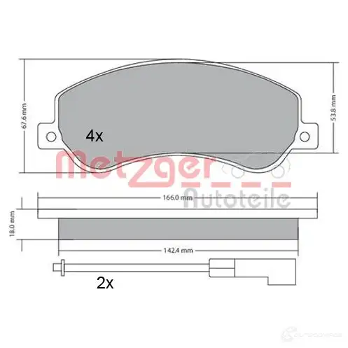 Тормозные колодки дисковые, комплект METZGER 2448 4 1170290 995561 9CEOYM - Изображение 1