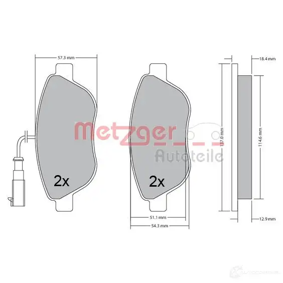 Тормозные колодки дисковые, комплект METZGER 995775 23709 1170504 2370 8 изображение 0