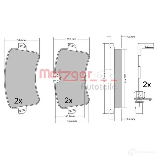 Тормозные колодки дисковые, комплект METZGER 25214 995954 1170688 246 06 - Изображение 1