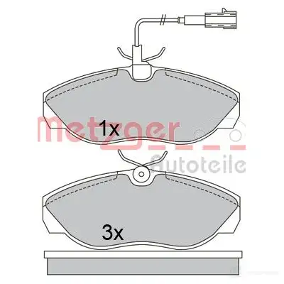 Тормозные колодки дисковые, комплект METZGER 21 799 23603 995934 1170665 - Изображение 1