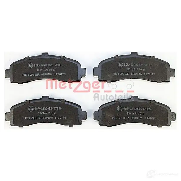 Тормозные колодки дисковые, комплект METZGER 995449 21 626 1170178 F4K82 изображение 1
