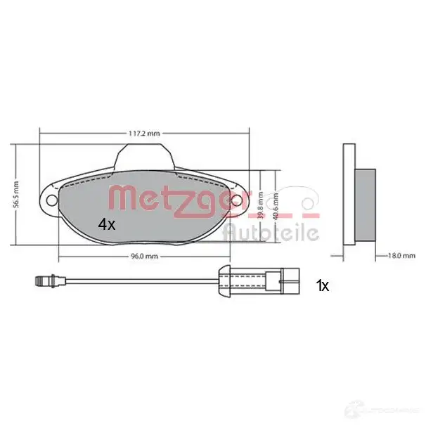 Тормозные колодки дисковые, комплект METZGER 995418 1170147 Q1XVIZ9 214 36 - Изображение 1