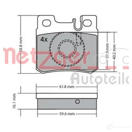 Тормозные колодки дисковые, комплект METZGER 21 026 1170158 995429 21197 - Изображение 1