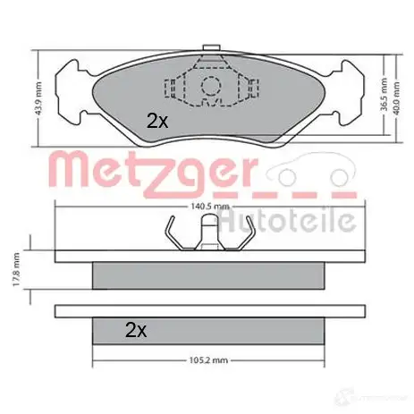 Тормозные колодки дисковые, комплект METZGER 2 1202 K23RFK 995452 1170181 изображение 0