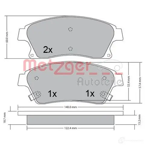 Тормозные колодки дисковые, комплект METZGER 995664 25032 1170393 2 5031 изображение 0