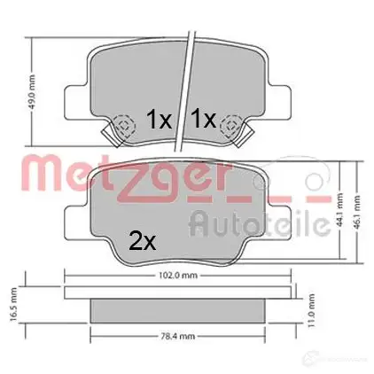 Тормозные колодки дисковые, комплект METZGER 24927 1170410 995681 24 926