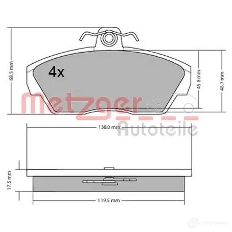 Тормозные колодки дисковые, комплект METZGER 995917 1170646 215 15 21516