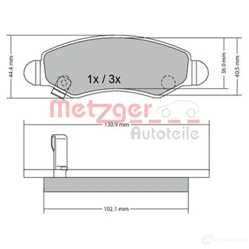 Тормозные колодки дисковые, комплект METZGER 23254 2325 3 995611 1170340 - Изображение 1