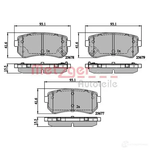 Тормозные колодки дисковые, комплект METZGER 1437582783 1170886 A4V O2CT изображение 2