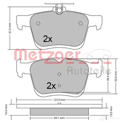 Тормозные колодки дисковые, комплект METZGER 25010 1170470 2 5008 995741 - Изображение 1