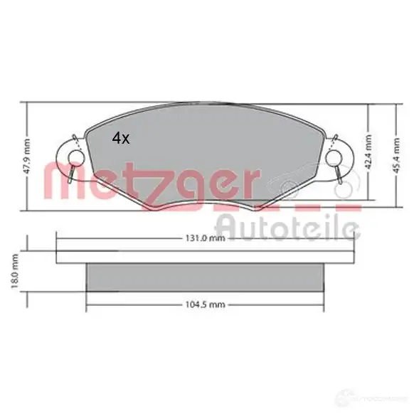 Тормозные колодки дисковые, комплект METZGER 1170199 21981 21 980 995470 изображение 0