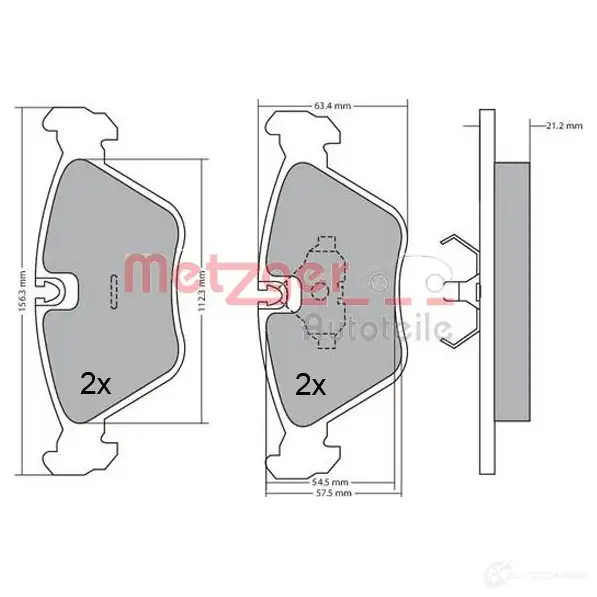 Тормозные колодки дисковые, комплект METZGER 1170489 P4Y53QN 995760 2096 8 изображение 0