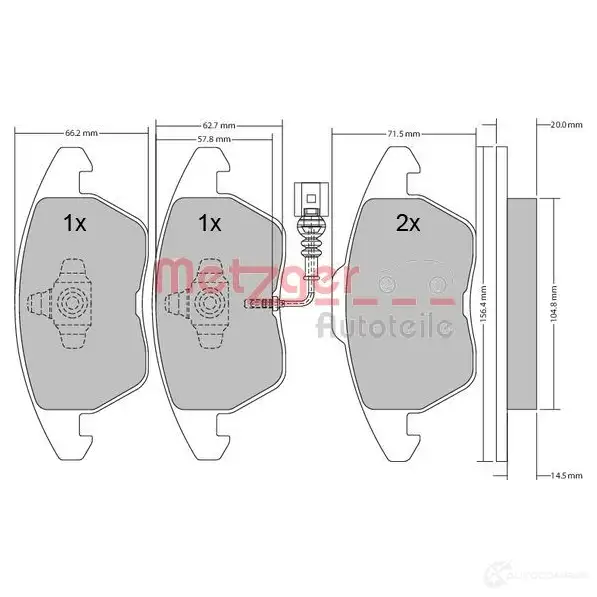 Тормозные колодки дисковые, комплект METZGER 1170007 995278 23588 2358 7 изображение 0