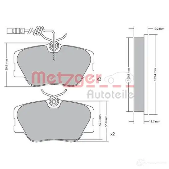 Тормозные колодки дисковые, комплект METZGER 209 41 GONPP0I 995529 1170258 - Изображение 1
