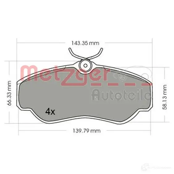 Тормозные колодки дисковые, комплект METZGER 23453 995803 1170532 234 52 - Изображение 1