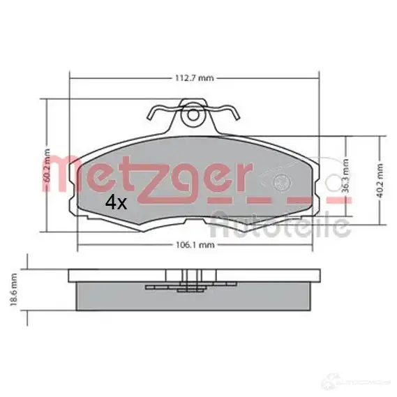 Тормозные колодки дисковые, комплект METZGER 1170598 995869 20 861 UJ60QDI - Изображение 1
