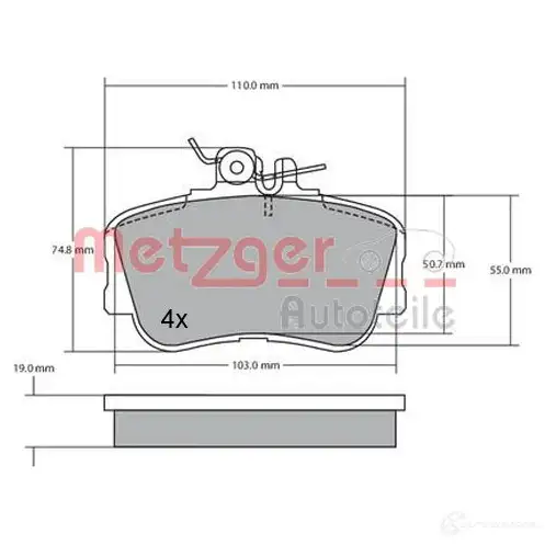 Тормозные колодки дисковые, комплект METZGER 1170069 JC8A1 995340 214 39 - Изображение 1