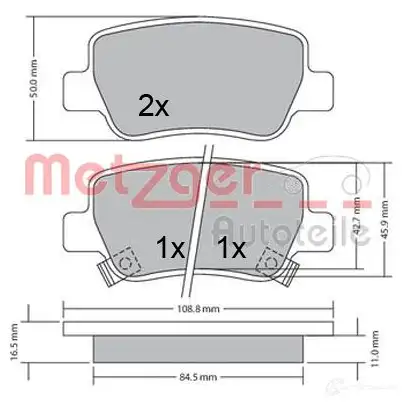 Тормозные колодки дисковые, комплект METZGER 24886 995578 1170307 2488 5 - Изображение 1
