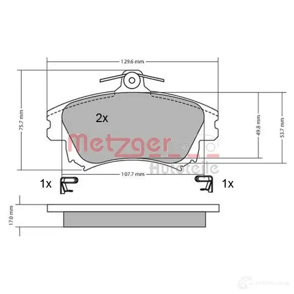 Тормозные колодки дисковые, комплект METZGER 995303 21 983 1170032 6PQL3PZ изображение 0