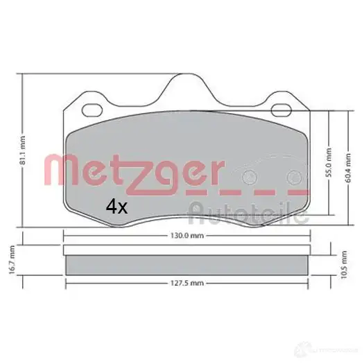 Тормозные колодки дисковые, комплект METZGER 24974 2 0345 1170656 995926 изображение 0