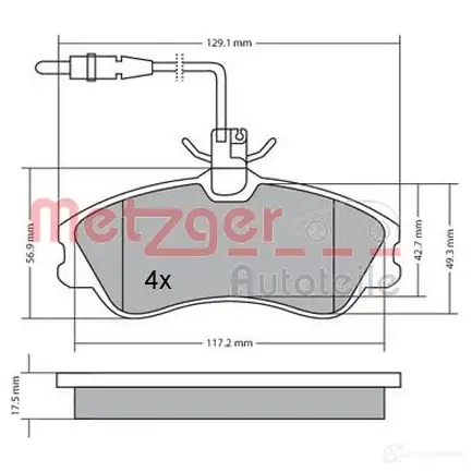Тормозные колодки дисковые, комплект METZGER 23125 995421 231 24 1170150
